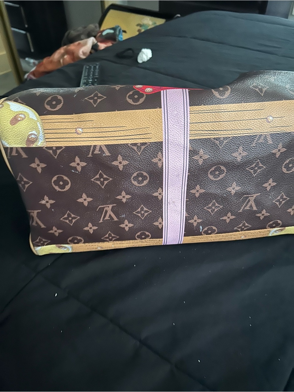 NOT-Louis Vuitton Brown Monogram Satchel with Pink Accents - Picture 9 of 10
